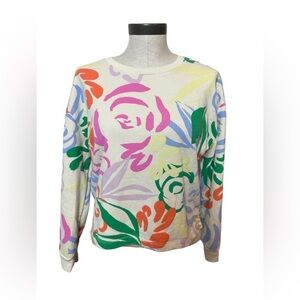 Gap Floral Graphic Multicolored Pullover Sweater Spring size XXL 16